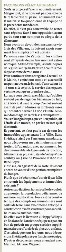 Tribune FVA - Echos de Vélizy